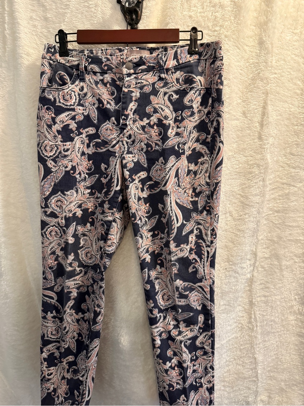 Chico's Navy and Pink Paisley Stretch Kids Jeans